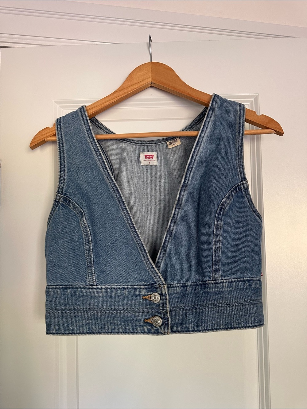 Levi's Blue Denim Vest - Women's Sleeveless Button Front